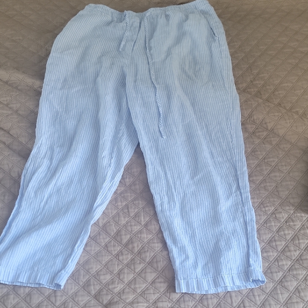 Mango Womens Light Blue Striped Joggers